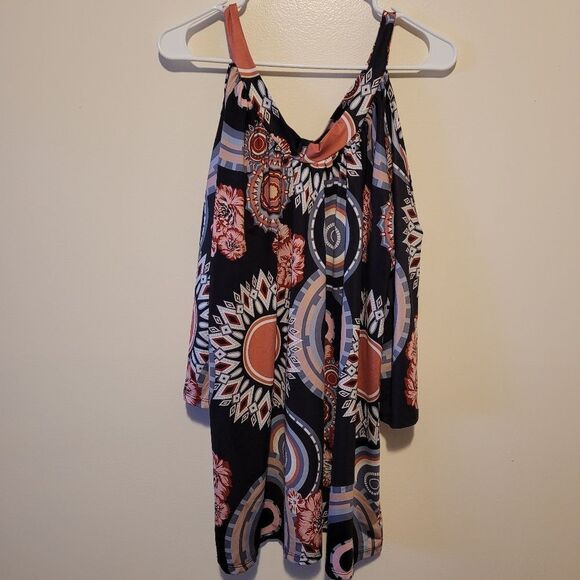 Women's Cold Shoulder Top - Multicolor - Picture 2 of 5